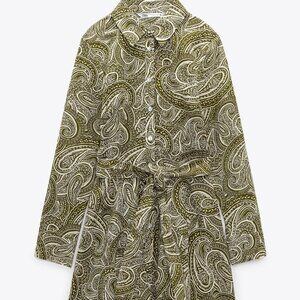 Zara Olive Green Paisley Mini Dress